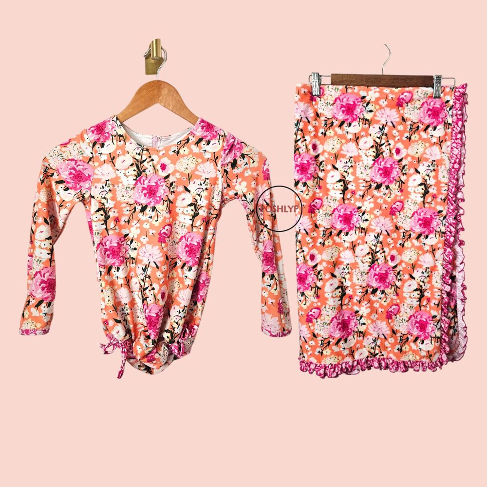 SweetHoney Floral One Piece Swimsuit with Matching Towel 10Y